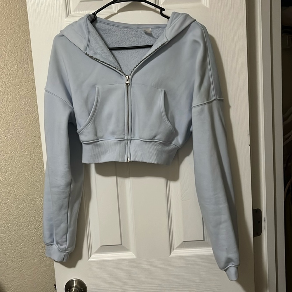 Pale blue cropped jacket